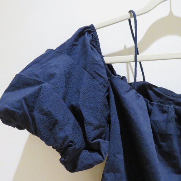 LOVE BONITO Cropped Puff Sleeve Top in Navy Feminine Academia - Size US 4 NWT - Picture 10 of 11